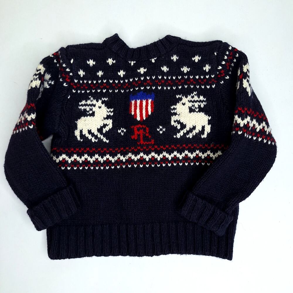Polo Ralph Lauren Baby Fair Isle Cardigan Sweater 18m Christmas Reindeer Holiday
